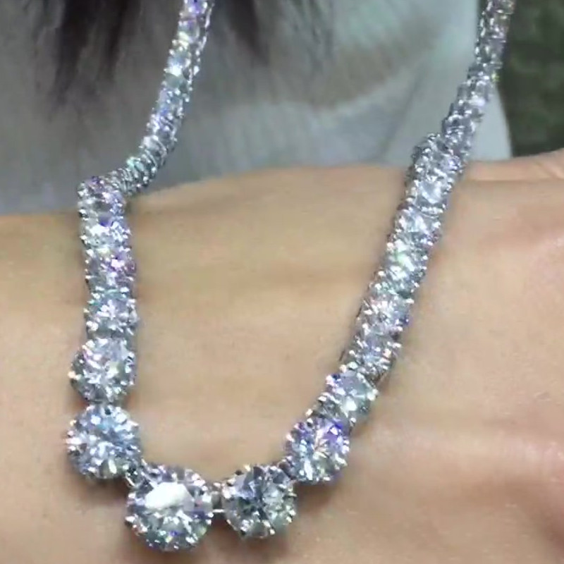 Round Cut White Sapphire Necklace