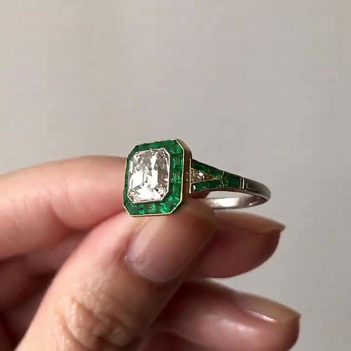 5ct Radiant Cut Emerald Sapphire Engagement Ring