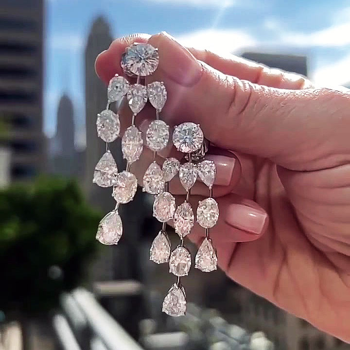 Pear Cut White Sapphire Drop Earrings