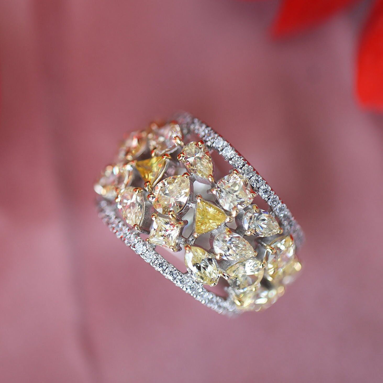 10ct Irregular Cut Yellow Sapphire Cocktail Ring