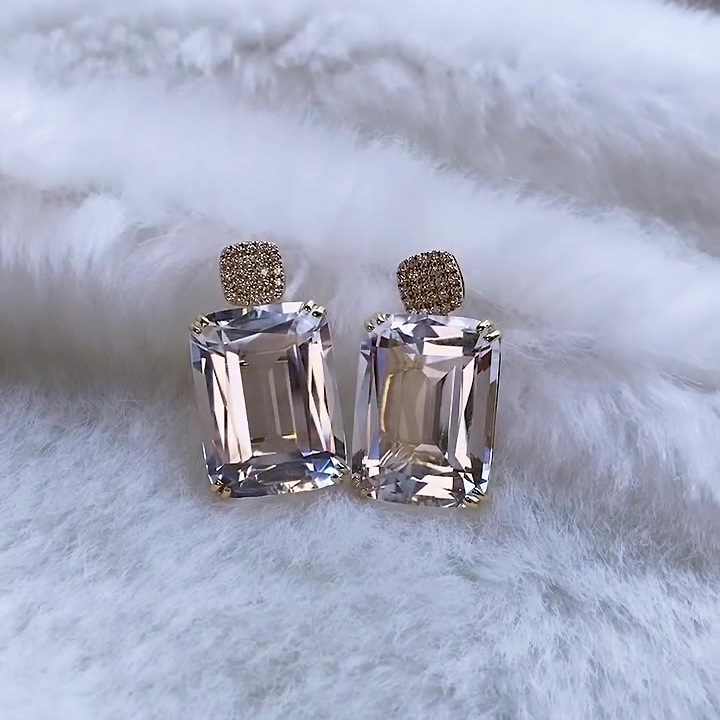 Cushion Cut White Sapphire Drop Earrings