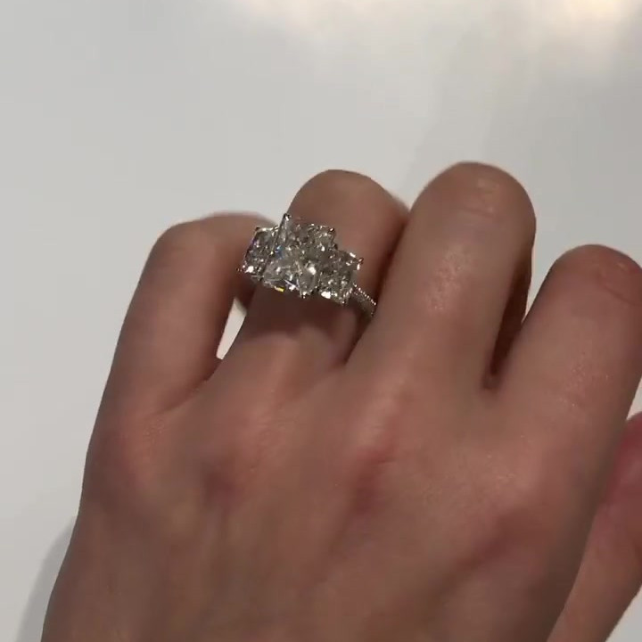 6.4ct Radiant Cut White Sapphire Wedding Ring