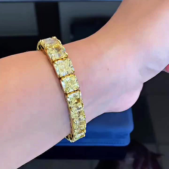 Radiant Cut Yellow Sapphire Tennis Chain Bracelet