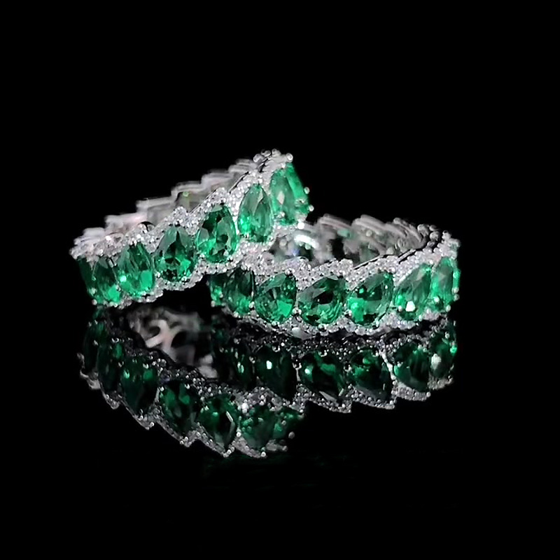 6ct Pear Cut Emerald Sapphire Eternity Ring