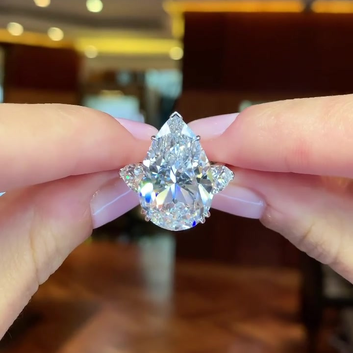 3ct Pear Cut White Sapphire Wedding Ring