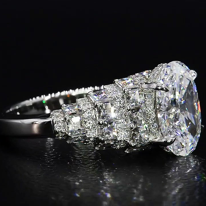 7ct Oval Cut White Sapphire Engagement Ring