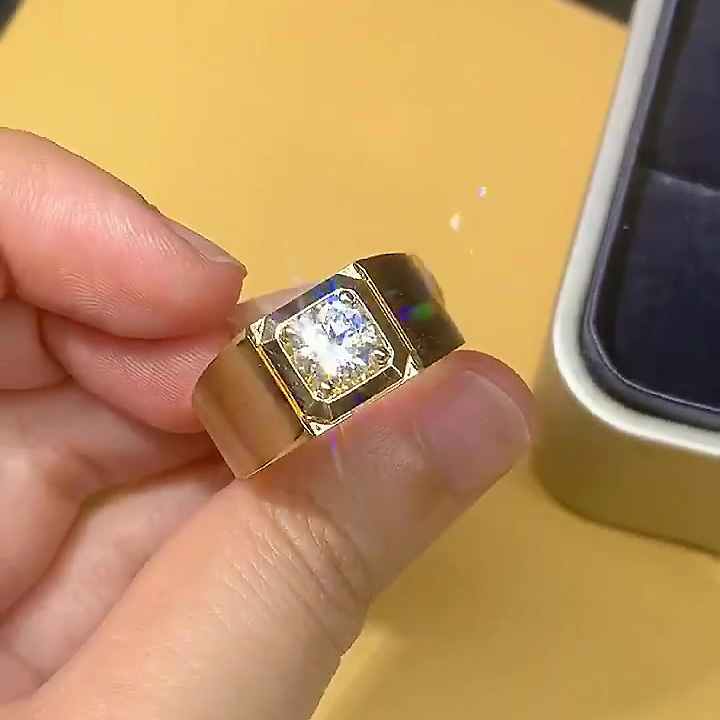 5ct Radiant Cut White Sapphire Men's Engagement Ring