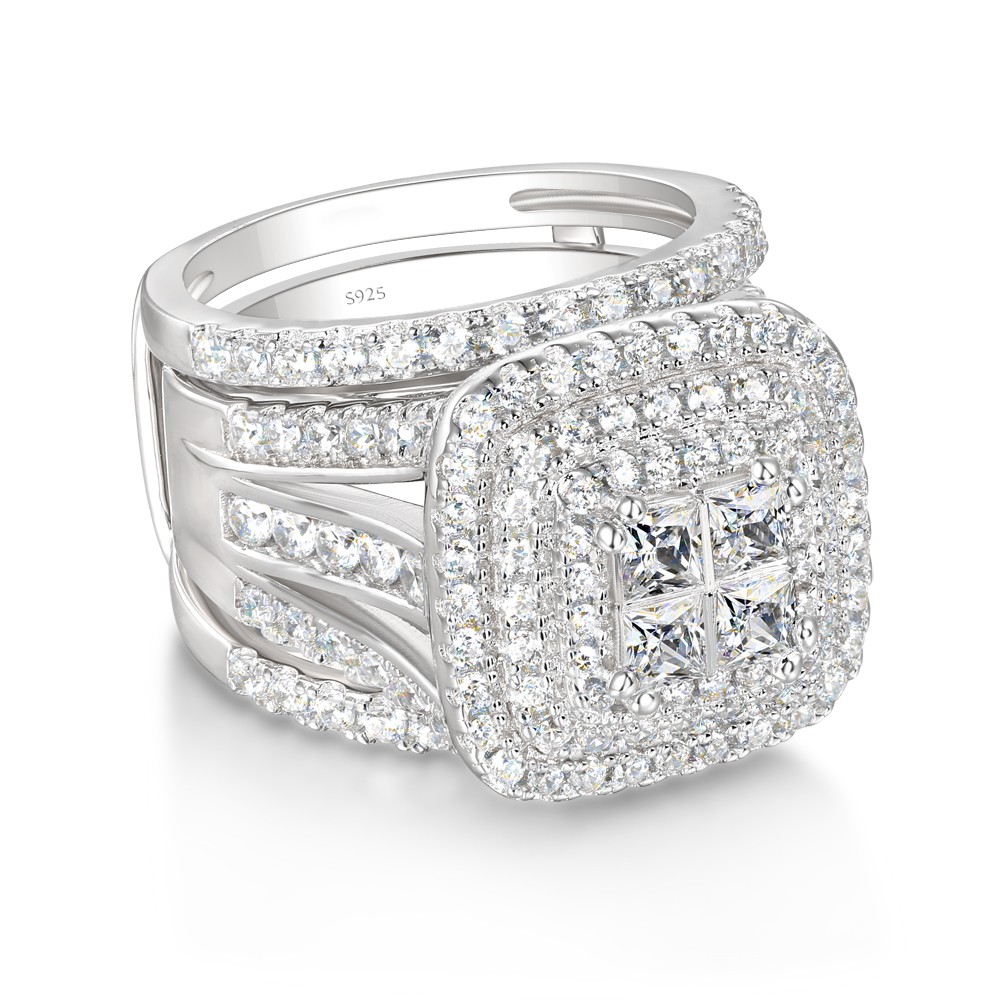 4ct Princess Cut White Sapphire Wedding Set