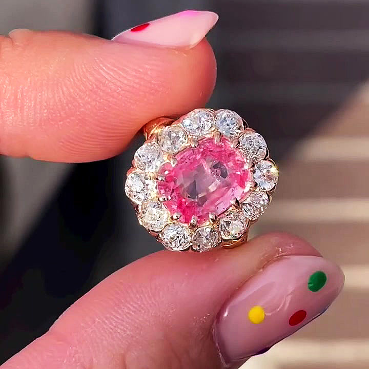 4ct Cushion Cut Pink Sapphire Engagement Ring