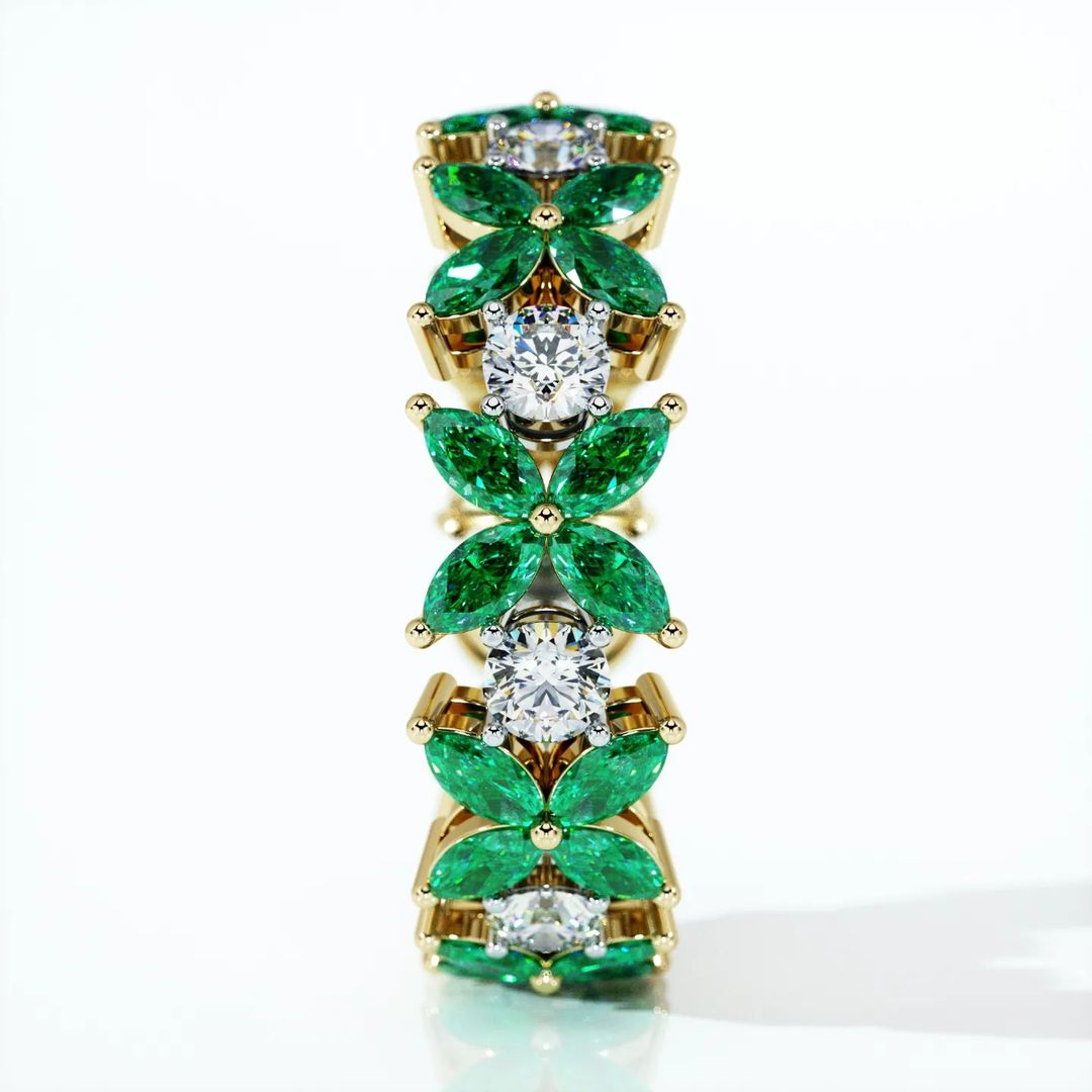 6ct Marquise Cut Emerald Sapphire Eternity Ring