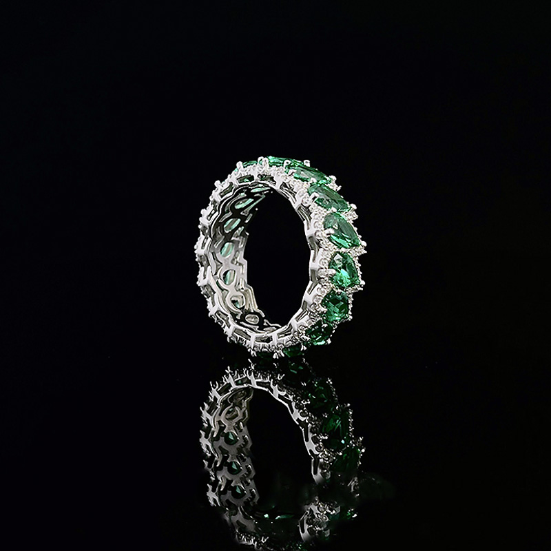 6ct Pear Cut Emerald Sapphire Eternity Ring