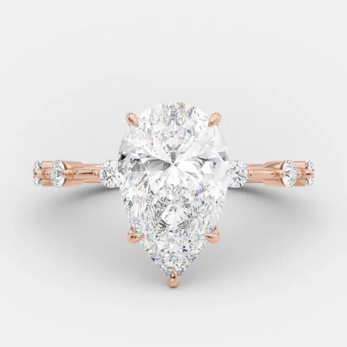 5ct Pear Cut White Sapphire Rose Gold Engagement Ring
