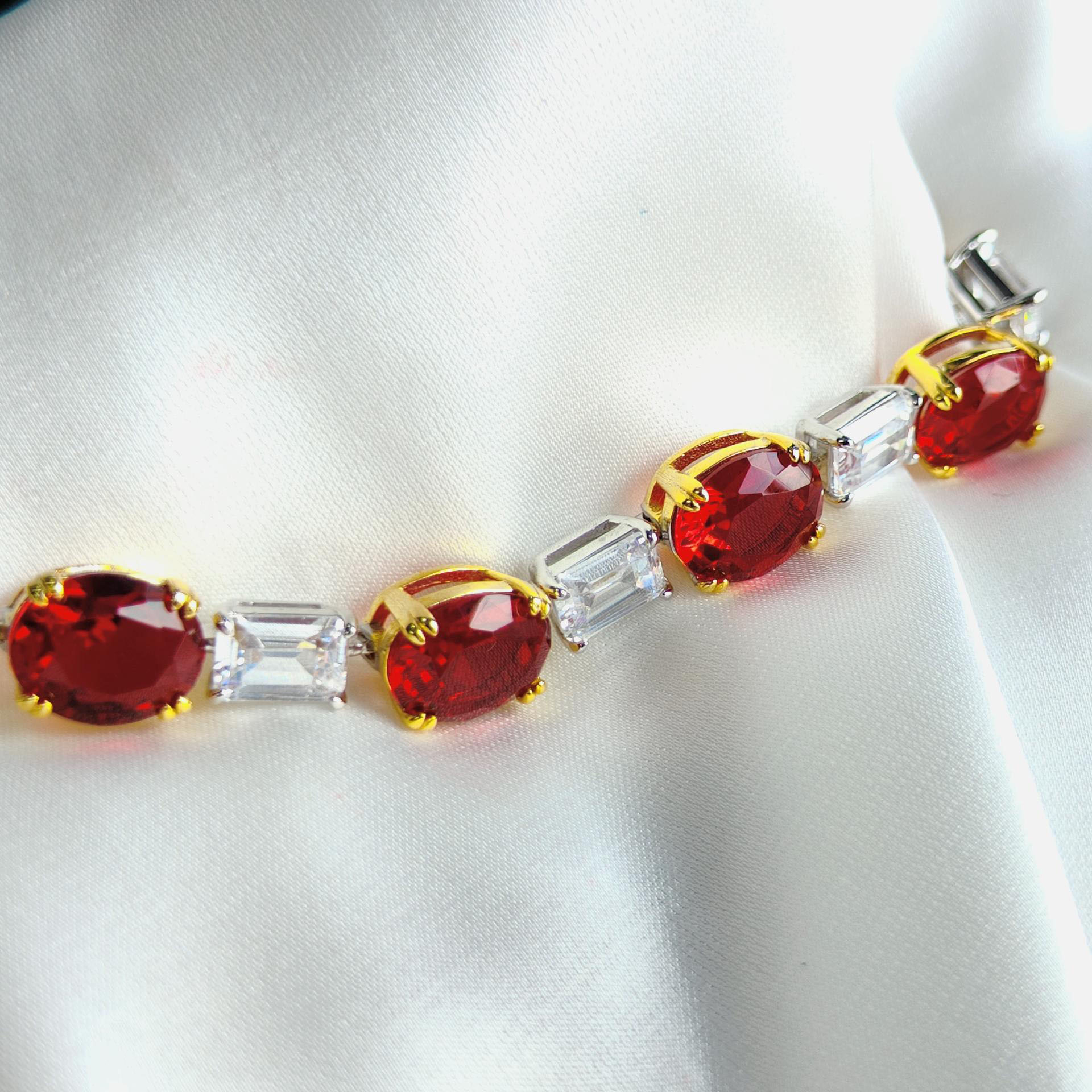 Oval Cut Ruby Sapphire Bracelet