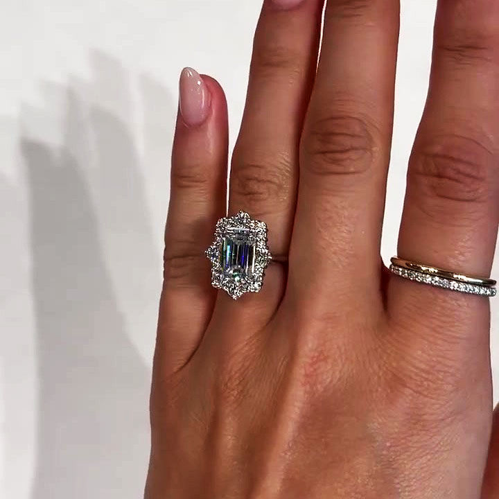 3ct Emerald Cut White Sapphire Engagement Ring