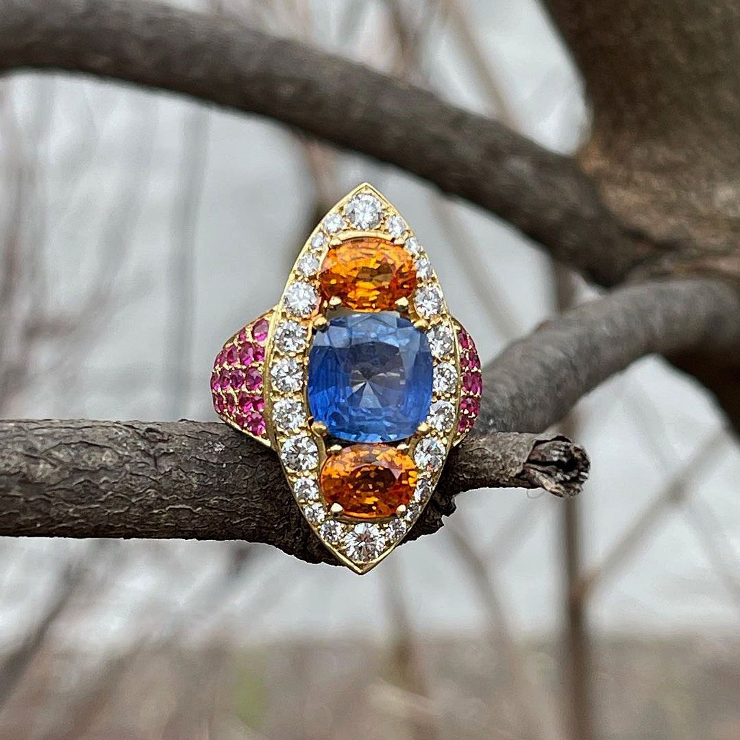 8.25ct Cushion Cut Blue Sapphire Eternity Ring