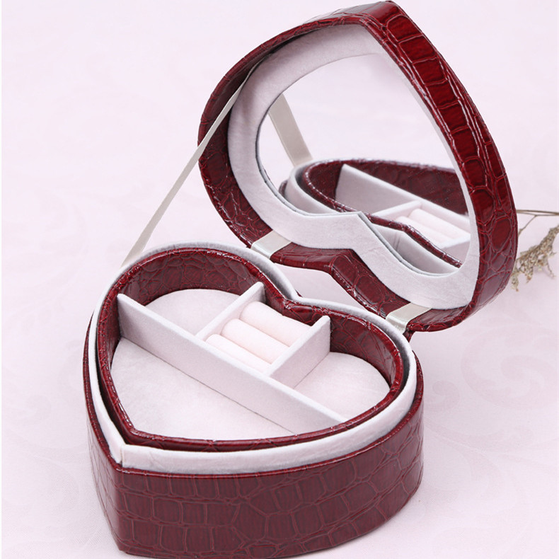 Double-layer Heart Shape PU Jewelry Box