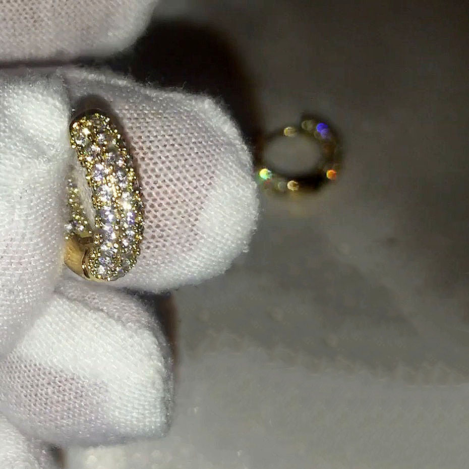 Iced Out Round Cut Sapphire Hoop Earrings