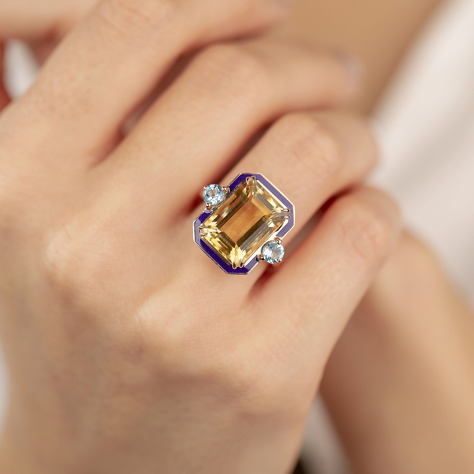 5.76ct Art Deco Emerald Cut Yellow Sapphire Engagement Ring