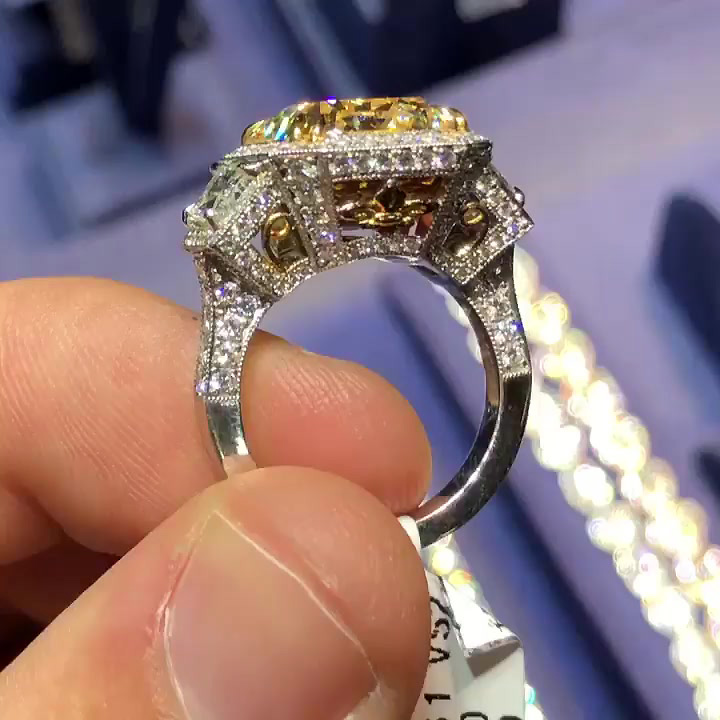 10ct Radiant Cut Yellow Sapphire Engagement Ring