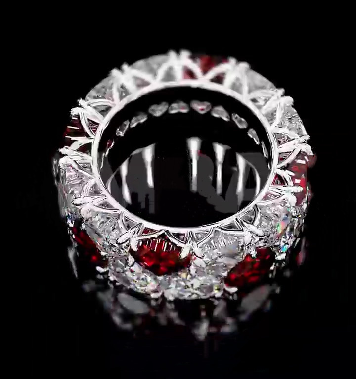 8ct Heart Cut Ruby Diamond Heart Sapphire Wedding Band