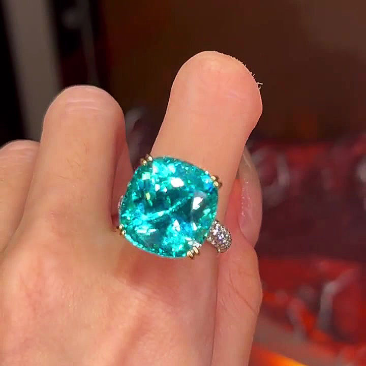 6ct Cushion Cut Green Sapphire Engagement Ring