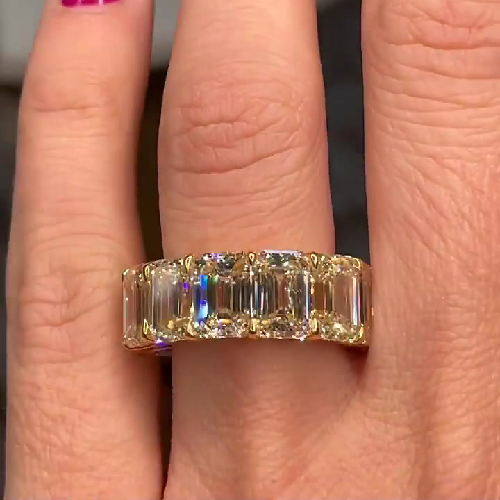 7.95ct Emerald Cut White Sapphire Eternity Ring