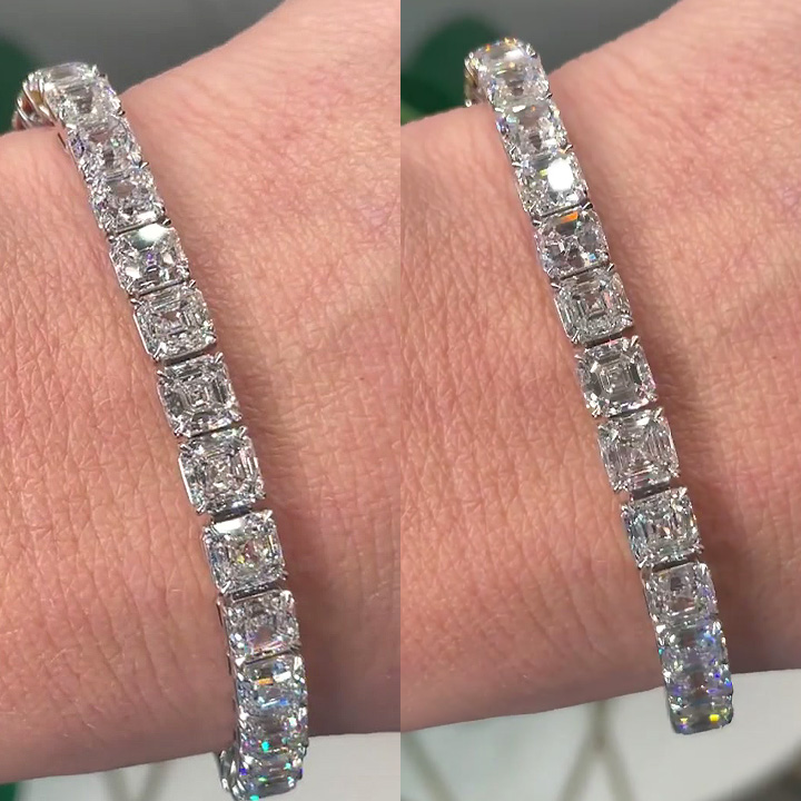 Ascher Cut White Sapphire Tennis Chain Bracelet