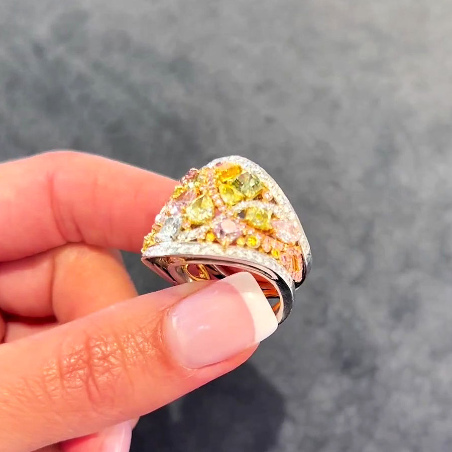 8ct Irregular Cut Rainbow Sapphire Eternity Ring