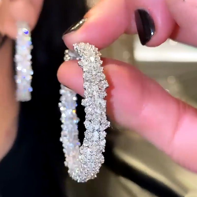 20ct Mixed Shape White Sapphire Hoop Earrings