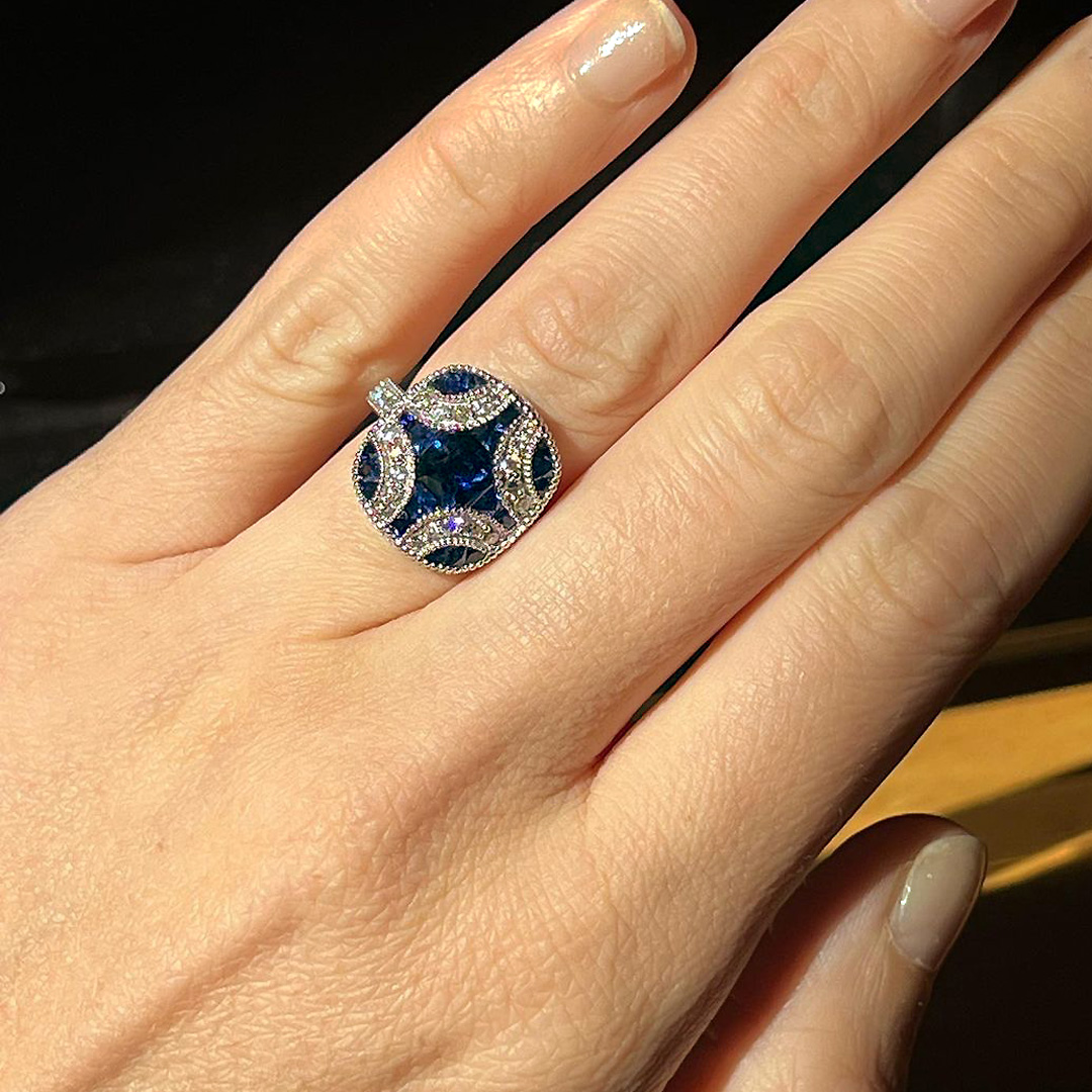 2ct Cushion Cut Blue Sapphire Engagement Ring