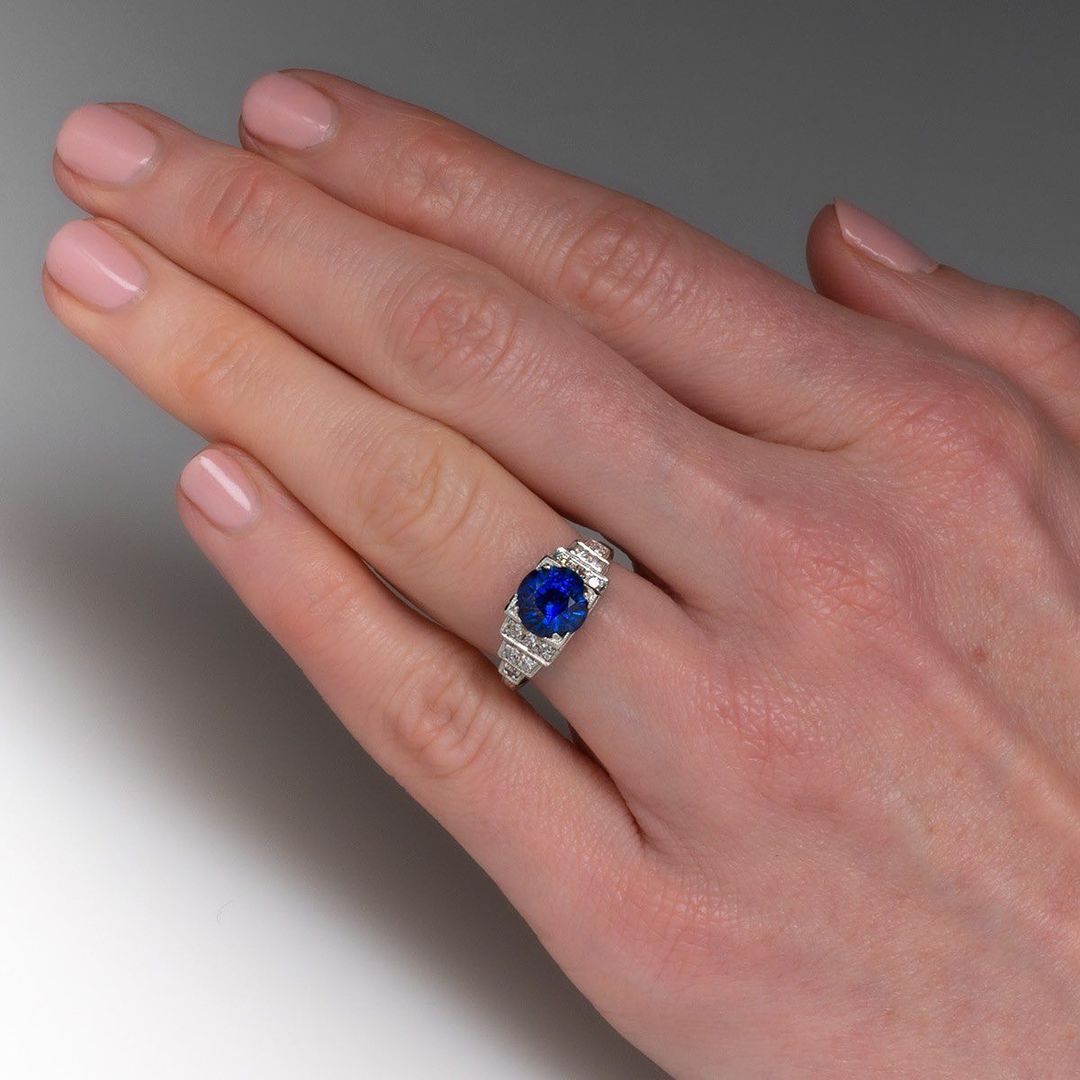 3ct Round Cut Blue Sapphire Engagement Ring