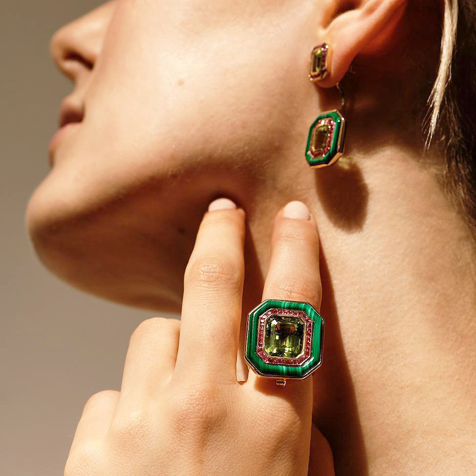 7ct Emerald Cut Green Sapphire Engagement Ring