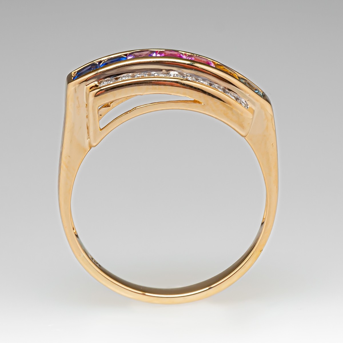 3.75ct Princess Cut Rainbow Sapphire Eternity Ring