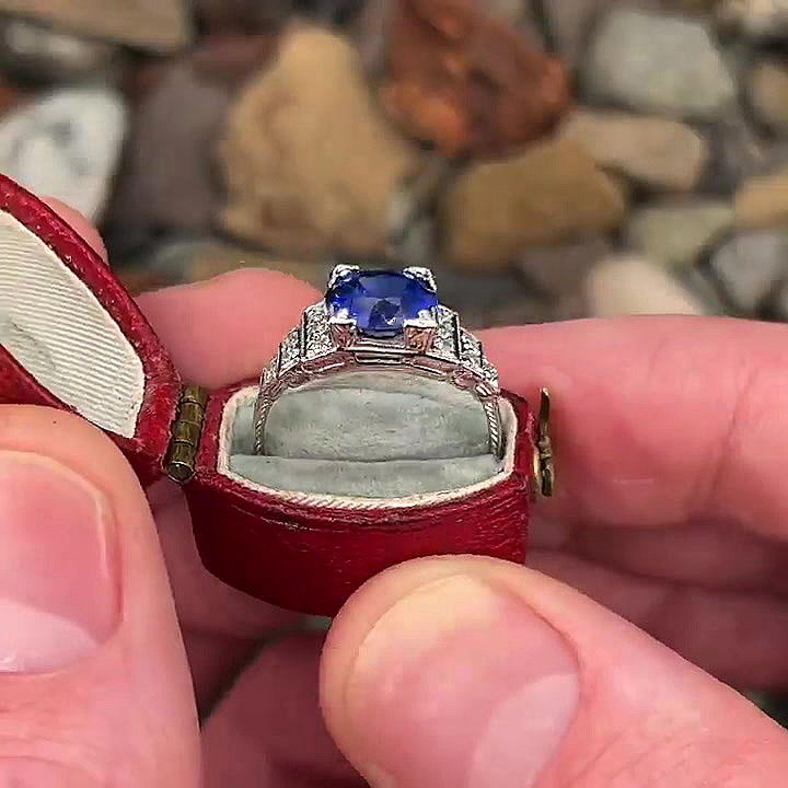 3ct Round Cut Blue Sapphire Engagement Ring