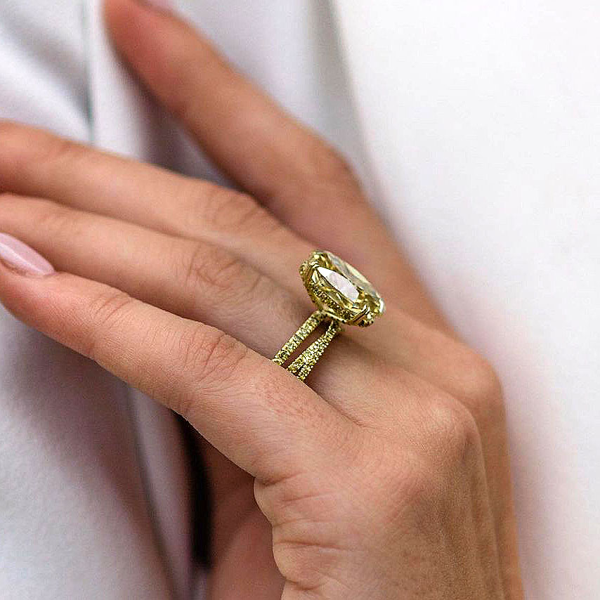 3ct Oval Cut Yellow Sapphire Wedding Set