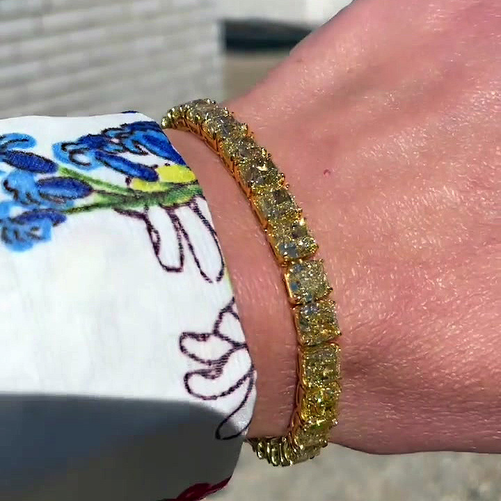 Cushion Cut Yellow Sapphire Tennis Chain Bracelet