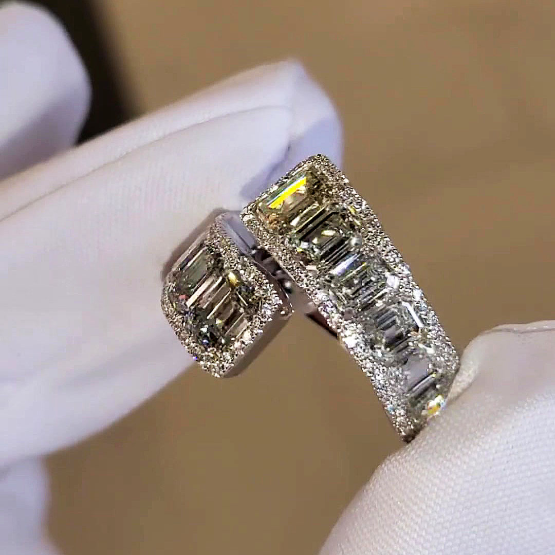 6ct Emerald Cut White Sapphire Eternity Ring