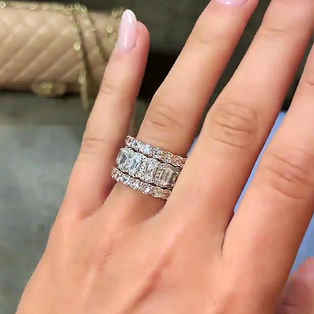 7ct Cushion Cut White Sapphire Wedding Set