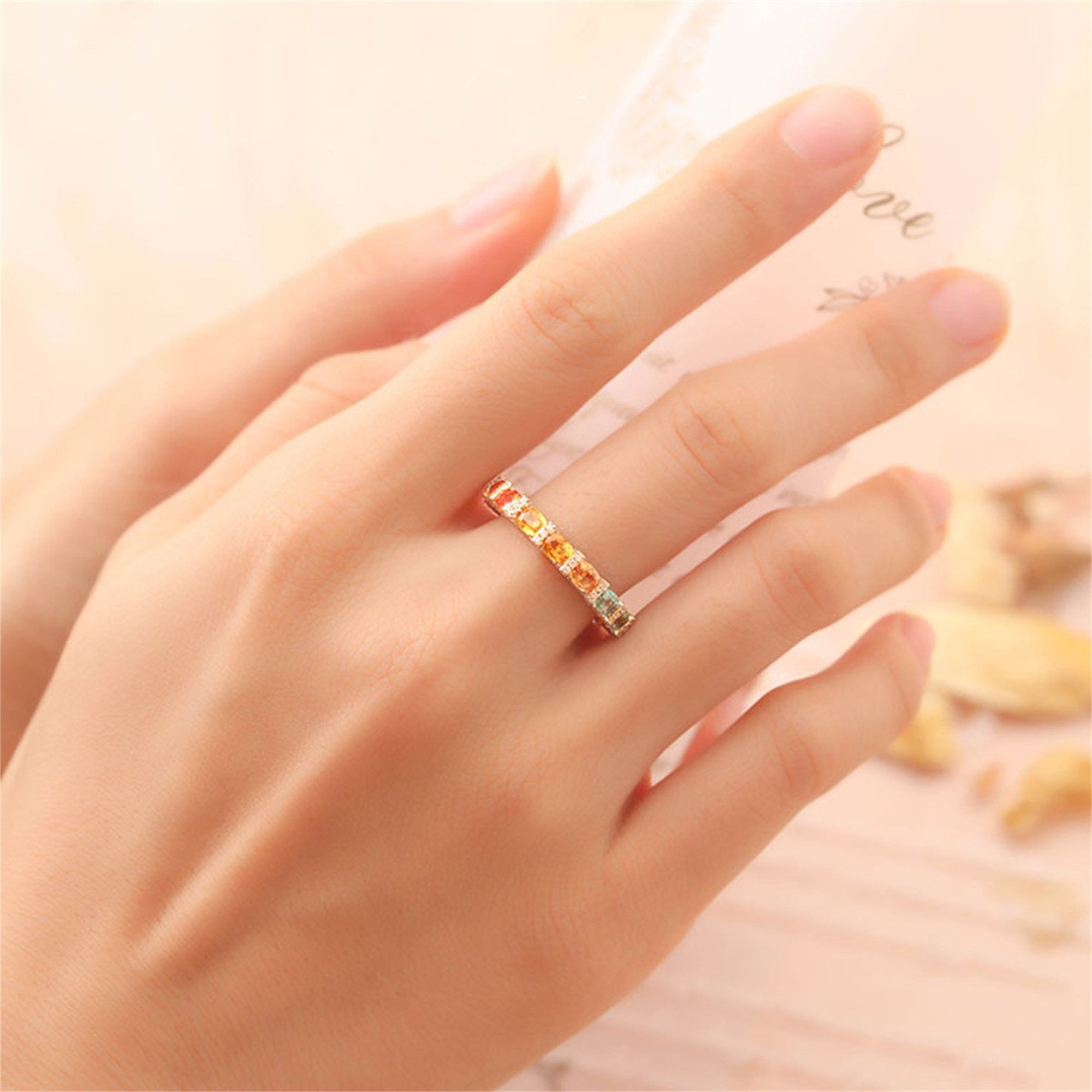 5ct Oval Cut Rainbow Sapphire Eternity Ring