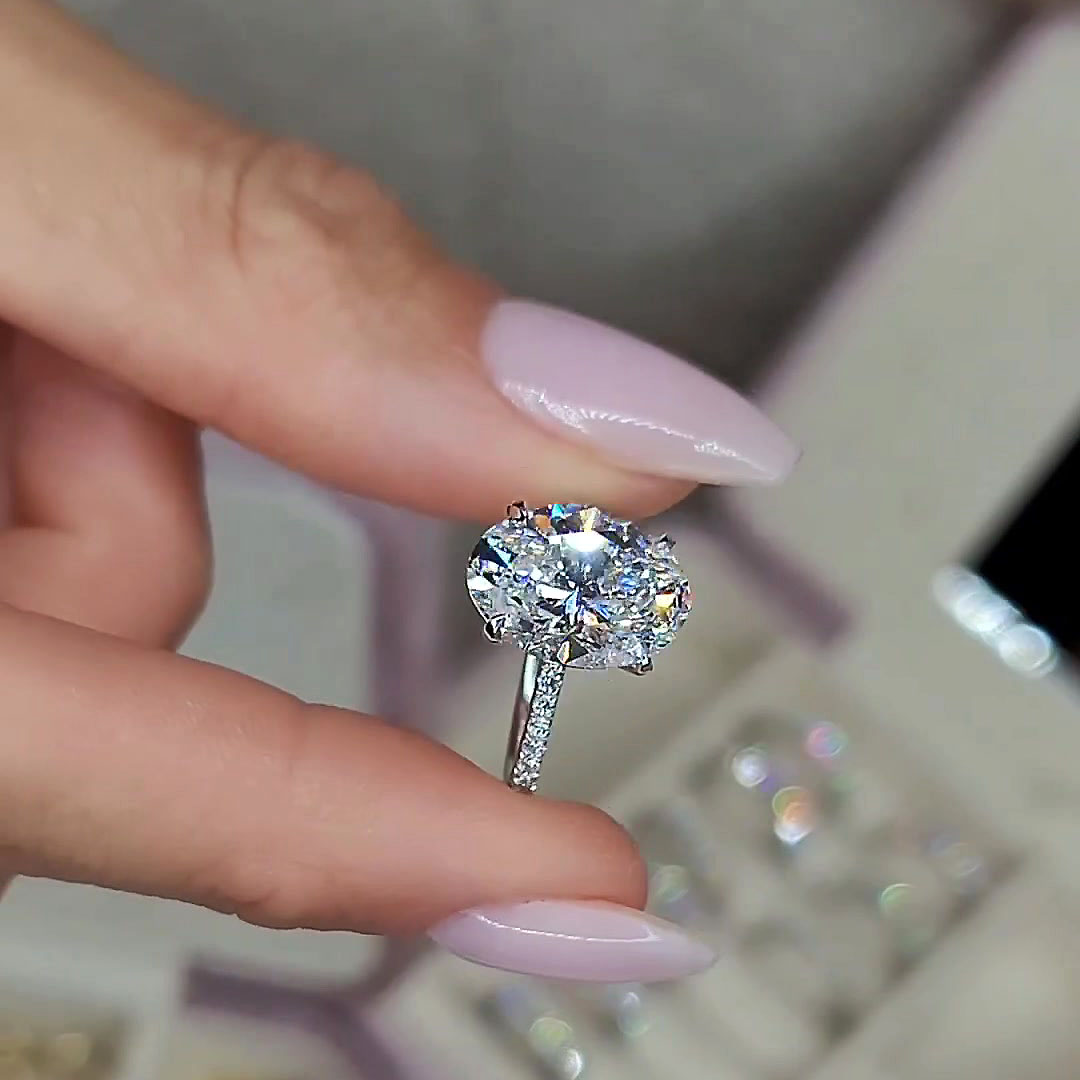 4ct Oval Cut White Sapphire Engagement Ring