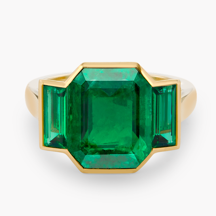 7ct Three-Stone Emerald Cut Emerald Sapphire Engagement Ring