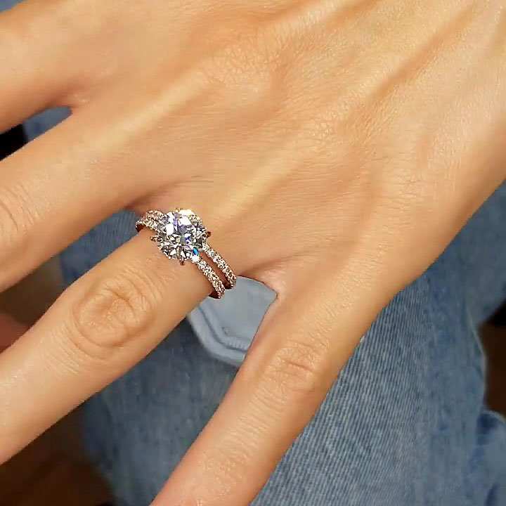 3ct Round Cut White Sapphire Wedding Set