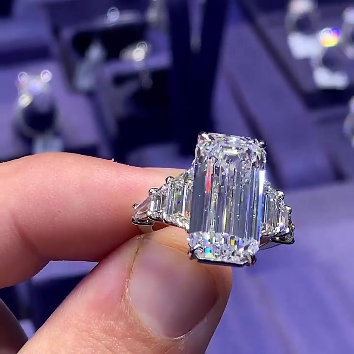7.5ct Seven-stone Baguette Cut White Sapphire Engagement Ring