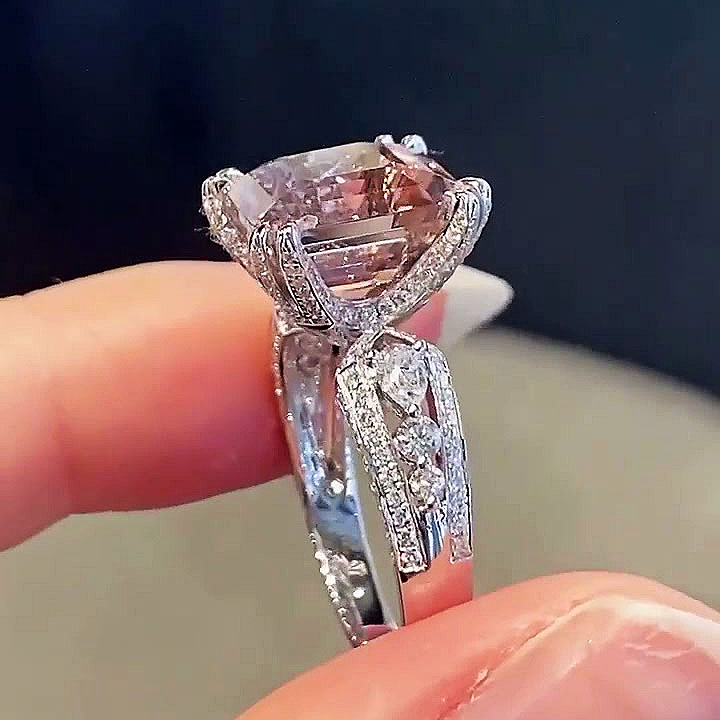 6ct Asscher Cut Pink Sapphire Engagement Ring