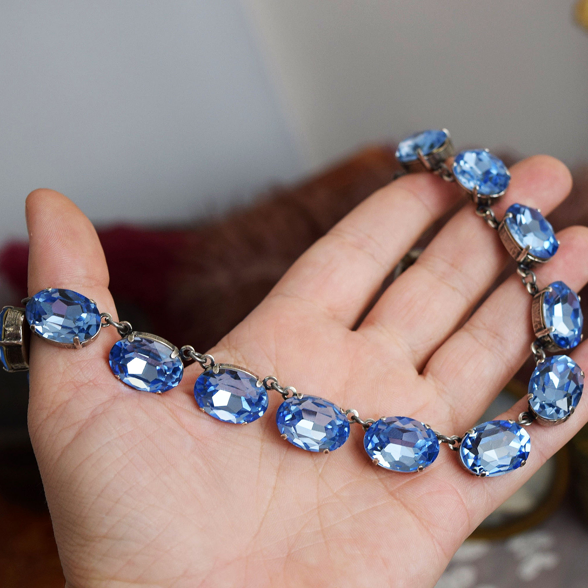 Oval Cut Aquamarine Sapphire Necklace