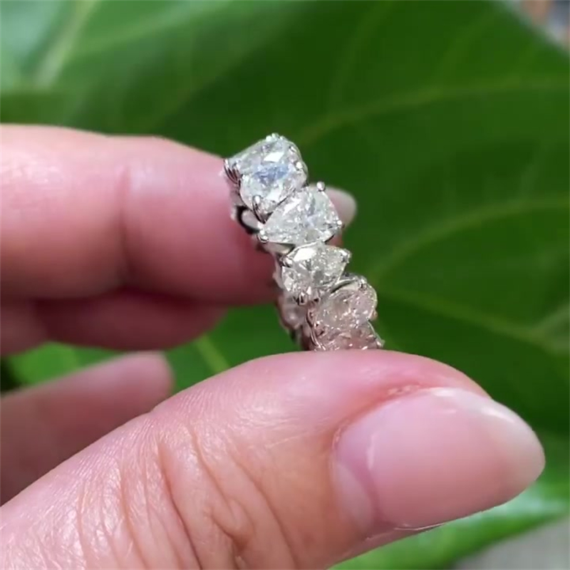 4ct Pear Cut White Sapphire Wedding Band