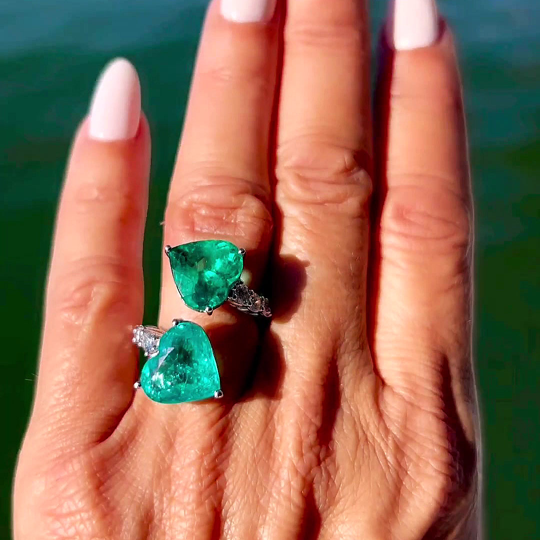 6ct Heart Cut Green Sapphire Eternity Ring