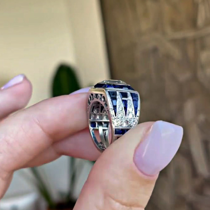 2ct Emerald Cut Lab-created Sapphire Men's Engagement Ring