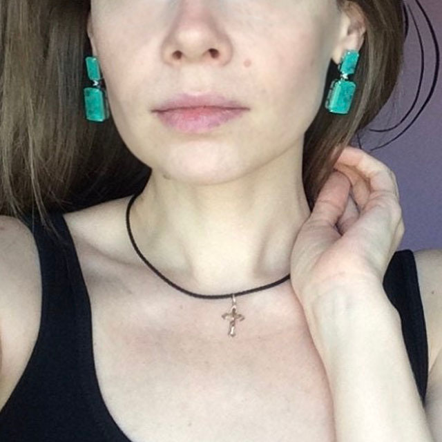 Radiant Cut Green Sapphire Drop Earrings