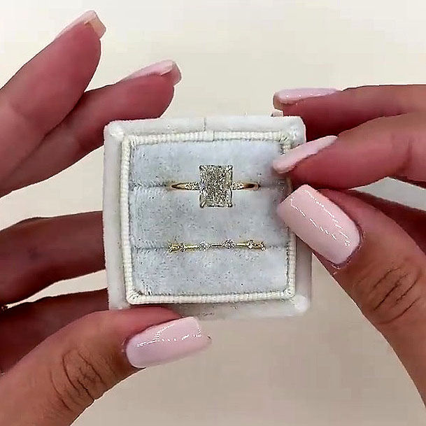 4ct Radiant Cut White Sapphire Wedding Set